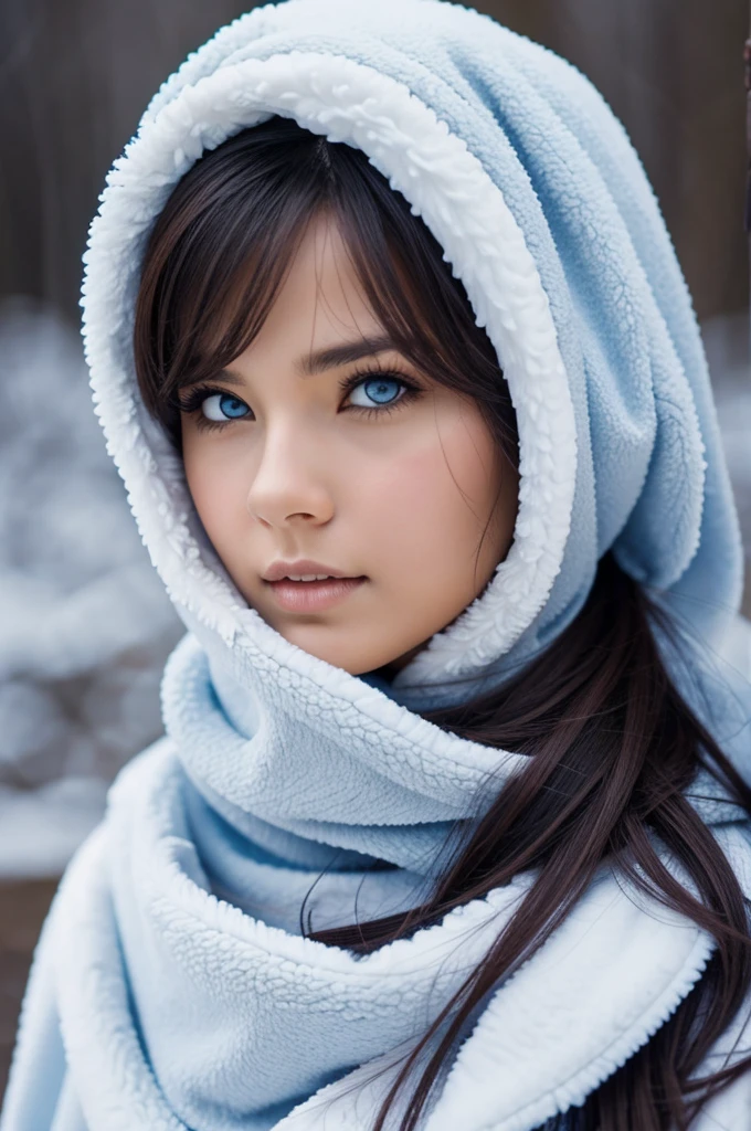 Cold looking pretty girl 