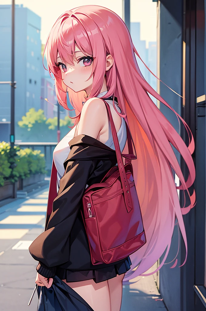 An anime girl with pink hair shounen