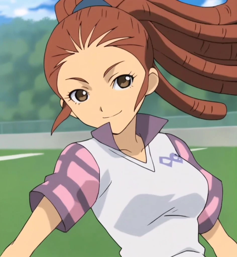 score_9, score_8_superior, score_7_superior, score_6_superior, score_5_superior, score_4_superior, sauce_anime, One girl, Midou Reika, Dreadlocks, Long Hair, High Ponytail, Brown eyes, Pause, smile, View your viewers, 　Big Breasts　ballerina　ballet　Anne O　heart　Infatuated　Dance Together