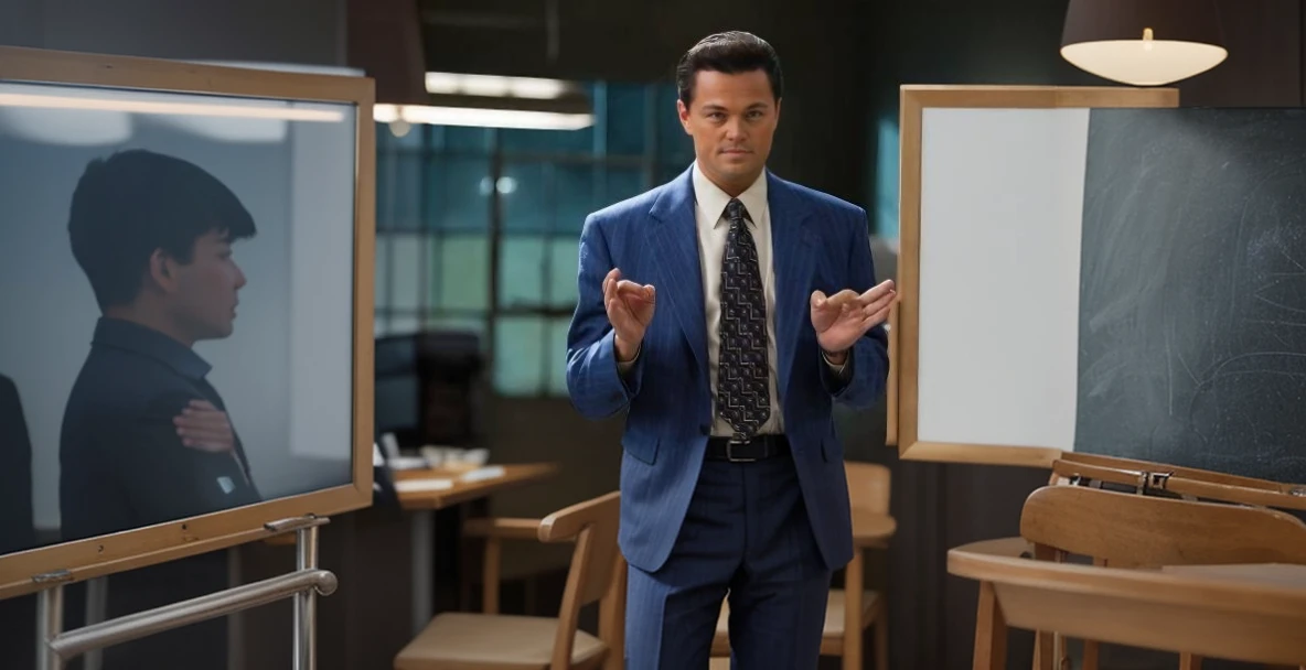 Businessman presentation on board