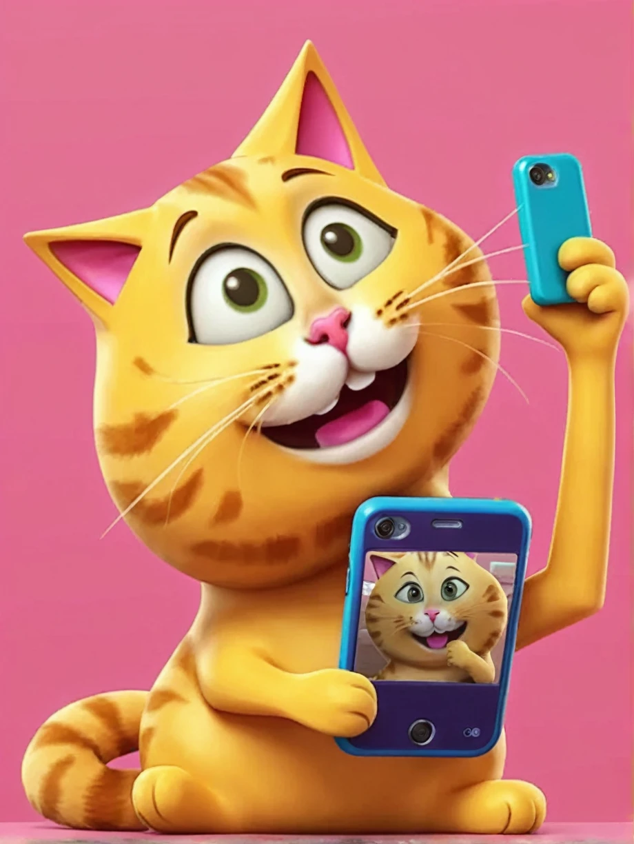 Funny emojis, Cat, 1 putty,Taking a selfie with a mobile phone, 