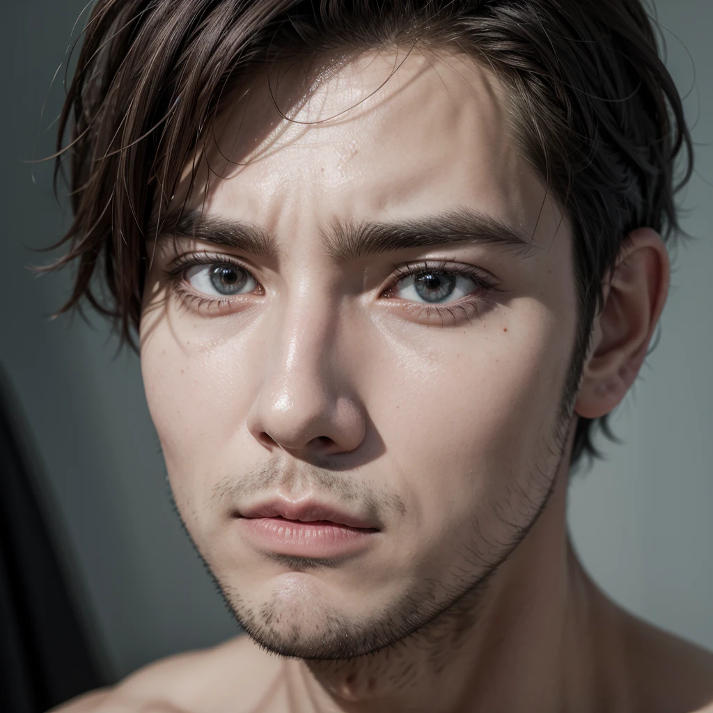 Create a man with a startled face