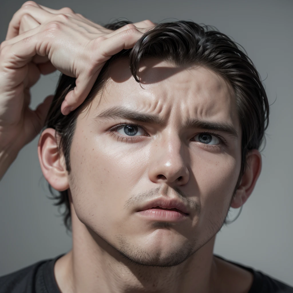 Create a man with a startled face