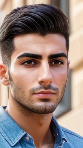 Make a young Lebanese man focus on his face