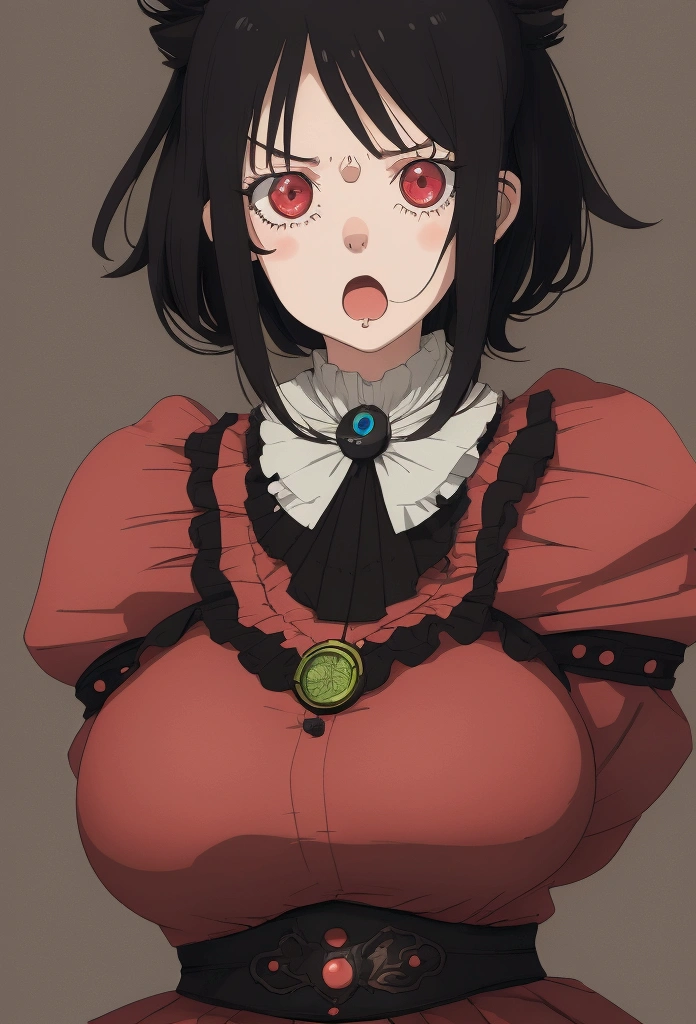 4D, 1girl, (The 8k quality, Highly detailed, masutepiece, Ultra-detailed), Anime, beauty, burp, embaranssed, black hair, (gasp:1.5), mist