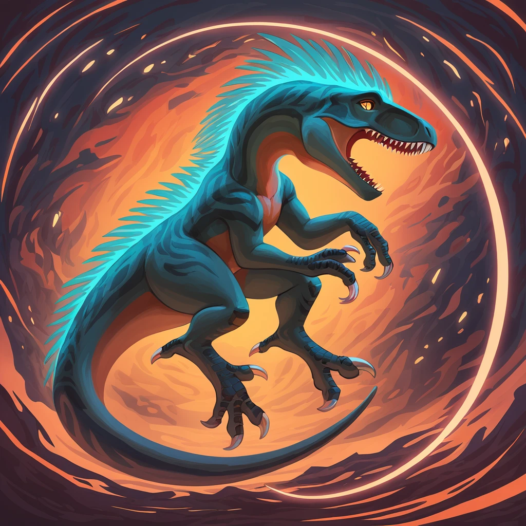 Dinosaur Awaking  in otherworldly art style

