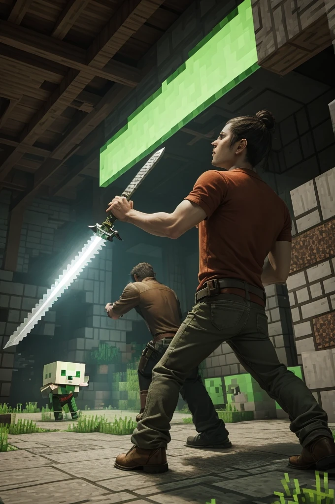 Me killing minecraft zombies with a sword