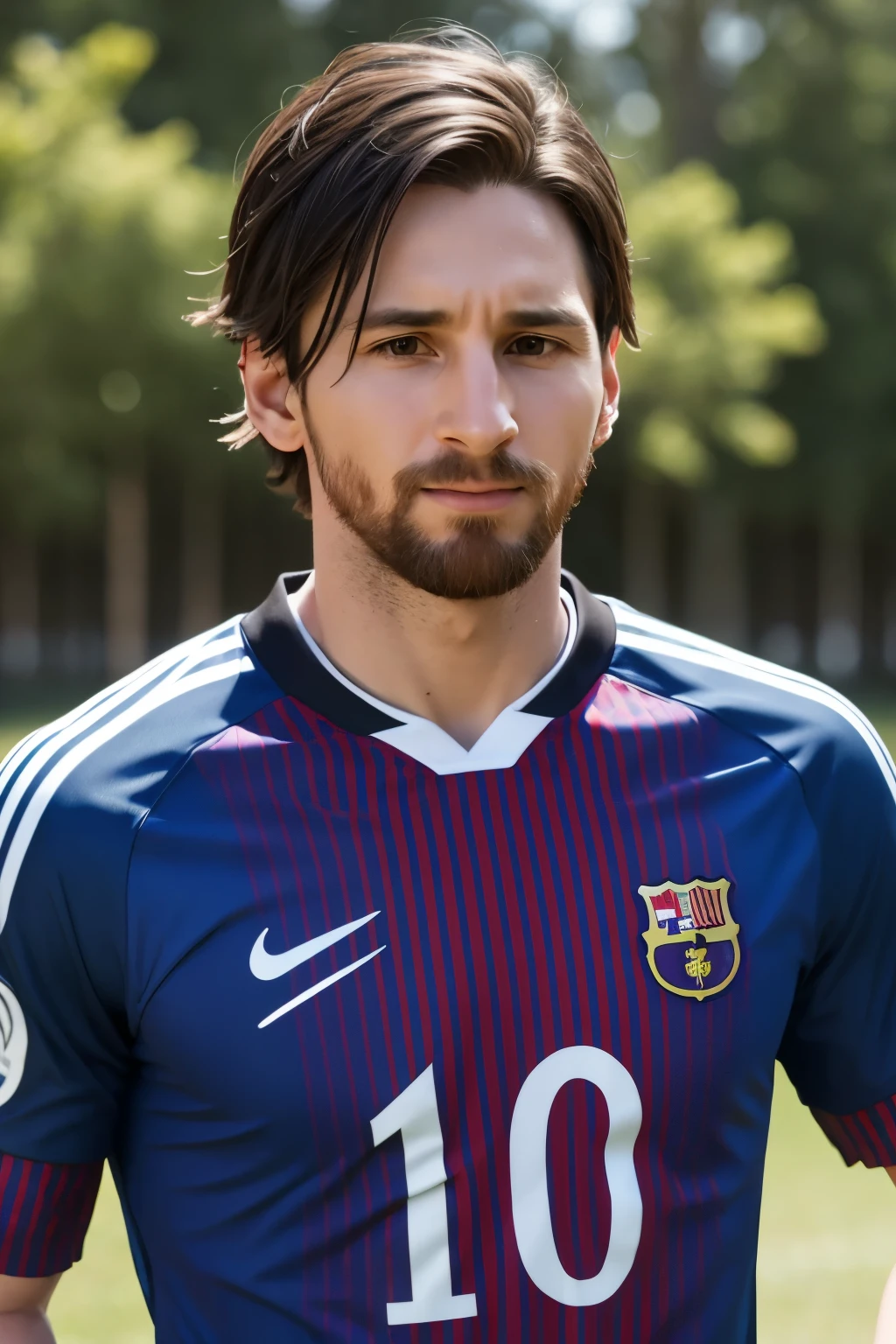 Create realistic photos of Messi and Lamine Yamal in Camp with the number 19 shirt