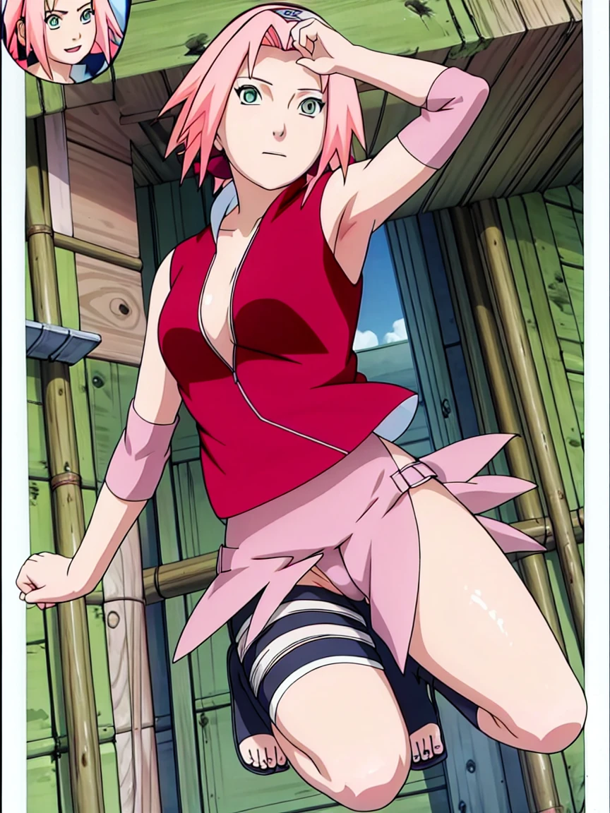 Sakura Haruno nude,wide hips,abdomen,sexy ,Show your armpits,jump,On the tree,IPST, naked,Torn shirt,full body,sleep, In the forest,open shirt,nipple