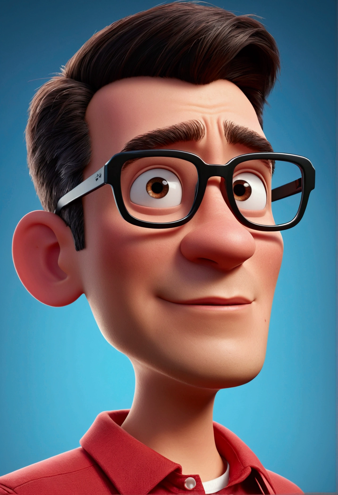 Cartoon character of a man without glasses in red shirt, animation character, Stylized character, animation style rendering, 3D stylized, Arnold Maya rendering, Stylized 3D rendering, toon render screenshot, 3D Character, 3D Character , Stylized 3D Rendering, 3D Character Rendering, Cartoon Character, Closeup Character, Character Pose, (Pixar Style) (Master Part:1.2) (Bokeh) (Best Quality) (Detailed Skin) (Detailed Texture) ( 8K) (clay) (cinematic lighting) (sharp focus