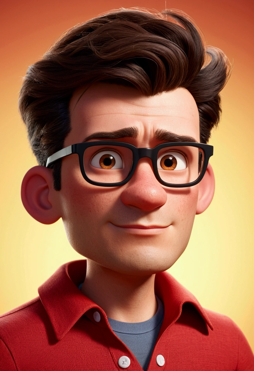 Cartoon character of a man without glasses in red shirt, animation character, Stylized character, animation style rendering, 3D stylized, Arnold Maya rendering, Stylized 3D rendering, toon render screenshot, 3D Character, 3D Character , Stylized 3D Rendering, 3D Character Rendering, Cartoon Character, Closeup Character, Character Pose, (Pixar Style) (Master Part:1.2) (Bokeh) (Best Quality) (Detailed Skin) (Detailed Texture) ( 8K) (clay) (cinematic lighting) (sharp focus