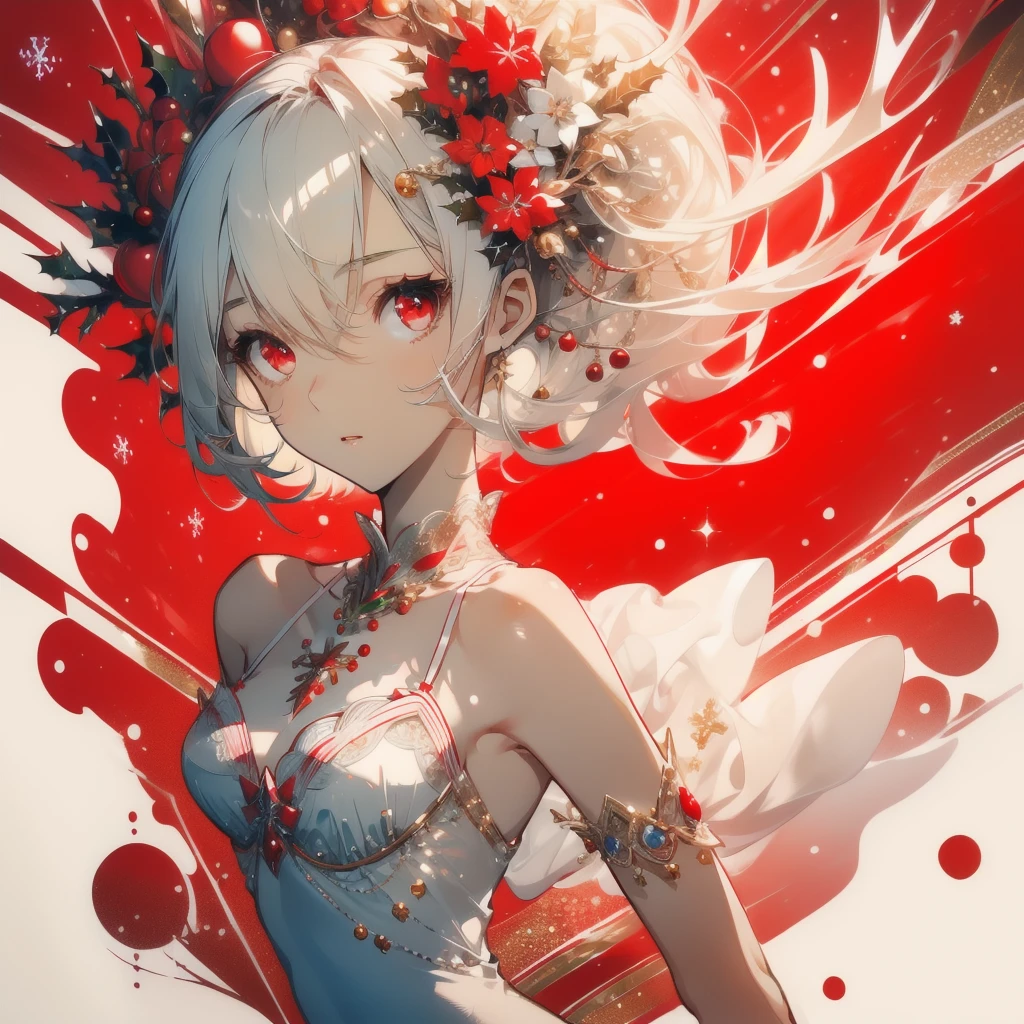 ((masterpiece, best quality)), Delicate face,Beautiful goddess,Christmas,Elk,Standing picture,whole body,Perfect body proportions,Long legs,Handsome short hair,Nice red eyes,Fantasy style,White background,Extremely beautiful,transparent,Sexy,Sexy Lingerie