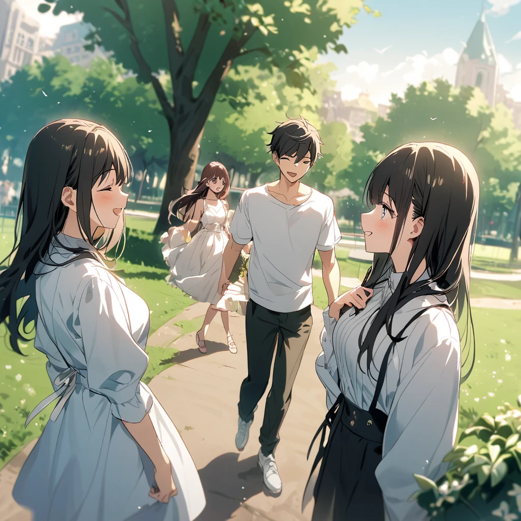 a boy and girls meet in park and say last goodbye
