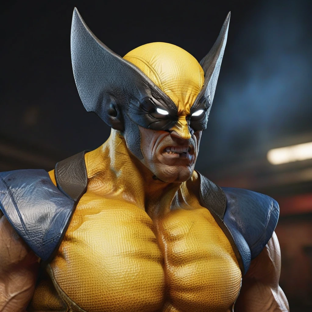 a highly detailed photorealistic portrait of a man dressed as wolverine, side view, in brazil, ultra high definition, film, claws, professional, 8k, sharp focus, hyper realistic, intricate details, vivid colors, dramatic lighting, gritty texture, cinematic composition