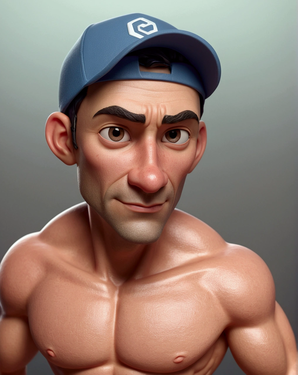 Cartoon character of a man animation character, shirtless cap Stylized character, animation style rendering, 3D stylized