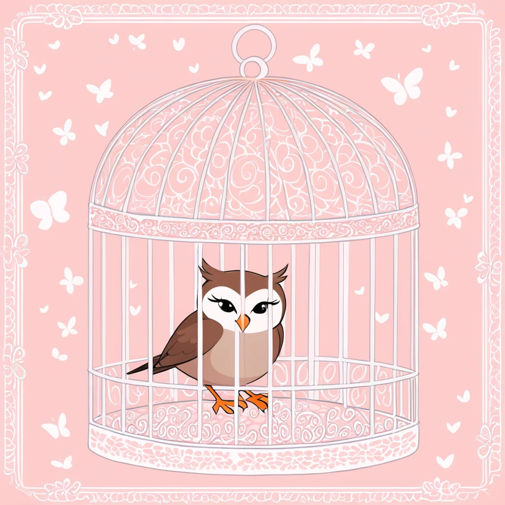 The Bird Cage, lace, in owl art style