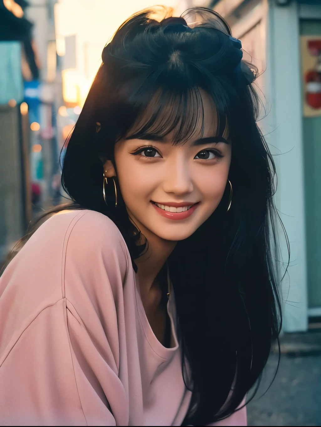 (photoRealstic:1.4),(hyper realisitic:1.4),(realisitic:1.3),(Smooth lighting:1.05),(Improved cinematic lighting:0.9),32K,1 girl,Realistic lighting,raytrace,（japanes:1.2),(Detailed eyes:1.4),,(smile:1.5),b0yg390s,flash photo,light leak,lomography,analog photo,90s photo