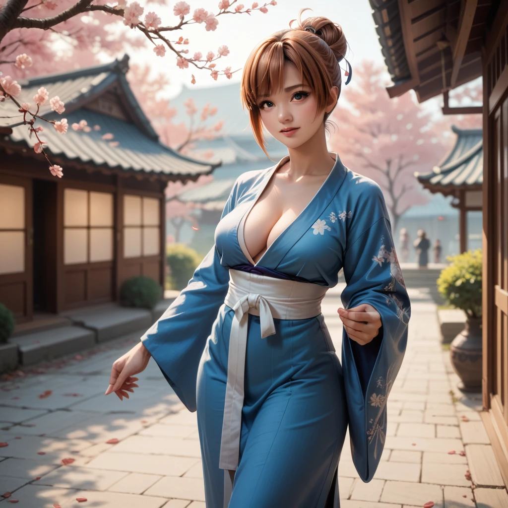 kasumi from dead or alive, blue kimono, milf