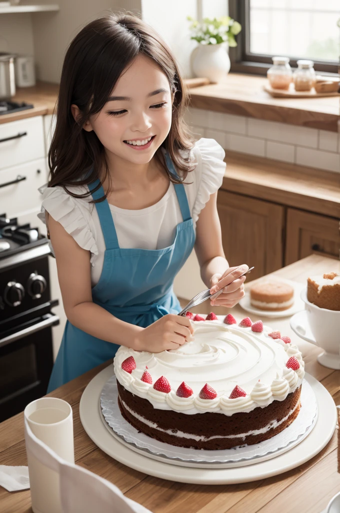 Joy of playfully making a cake and getting it right 