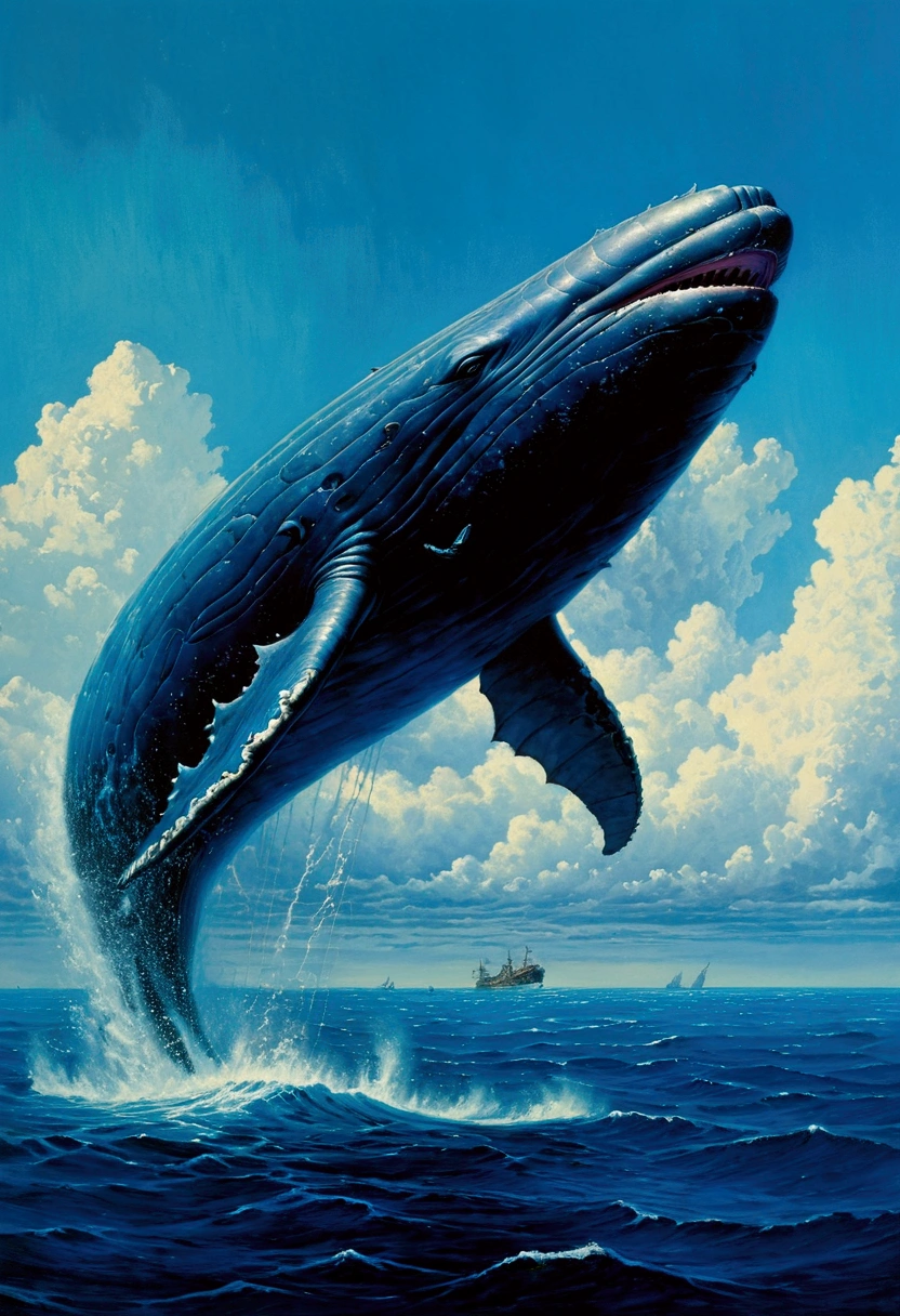 Flying Whale, sky, by Lisa_Frank, cinematic still, (best quality, masterpiece), very aesthetic, perfect composition, intricate details, ultra-detailed, vivid colors