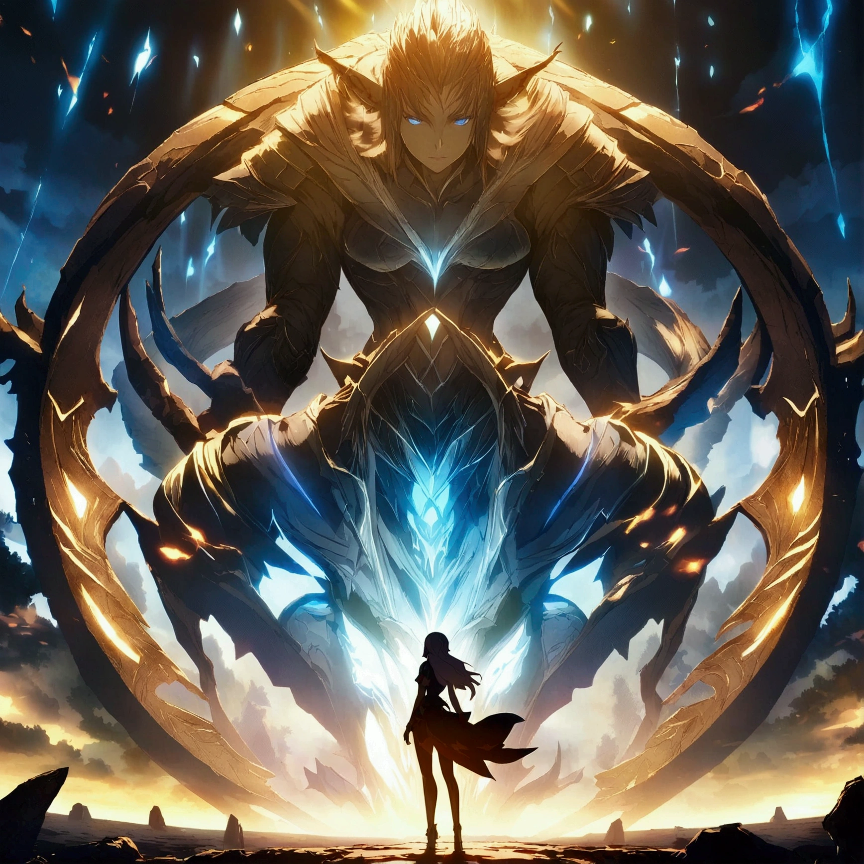 Agile and defined man, fair skin, light blue eyes, long dark hair on one side and slightly shorter on the other, pointed ears, some small scars on the arms and legs, "Final Fantasy-inspired anime design, full of dramatic and impressive lighting, infused with creative details, ultra-fine 2D design, scenery bathed in creativity, boasting 2D anime resolution clarity, HD anime graphics, high-octane rendering"
