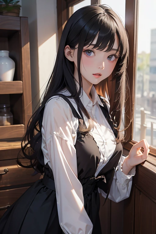 Highest quality、masterpiece、High sensitivity、High resolution、Detailed Description、Slender women、Glassey clothes were taken off、Frightened expression、