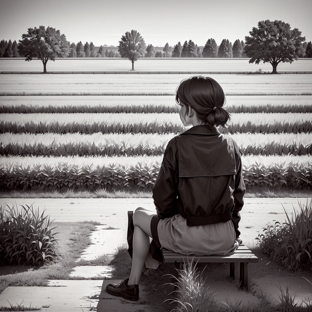 there is a bench sitting under a tree in a field, bench, benches, inspired by Dorothea Lange, in the distance, shot with a canon 20mm lens, seen from far away, black and white color photograph, from the distance, portrait, shot on leica sl2, field of dreams, sitting on bench, rural splendor, jamie hewlet, distant shot