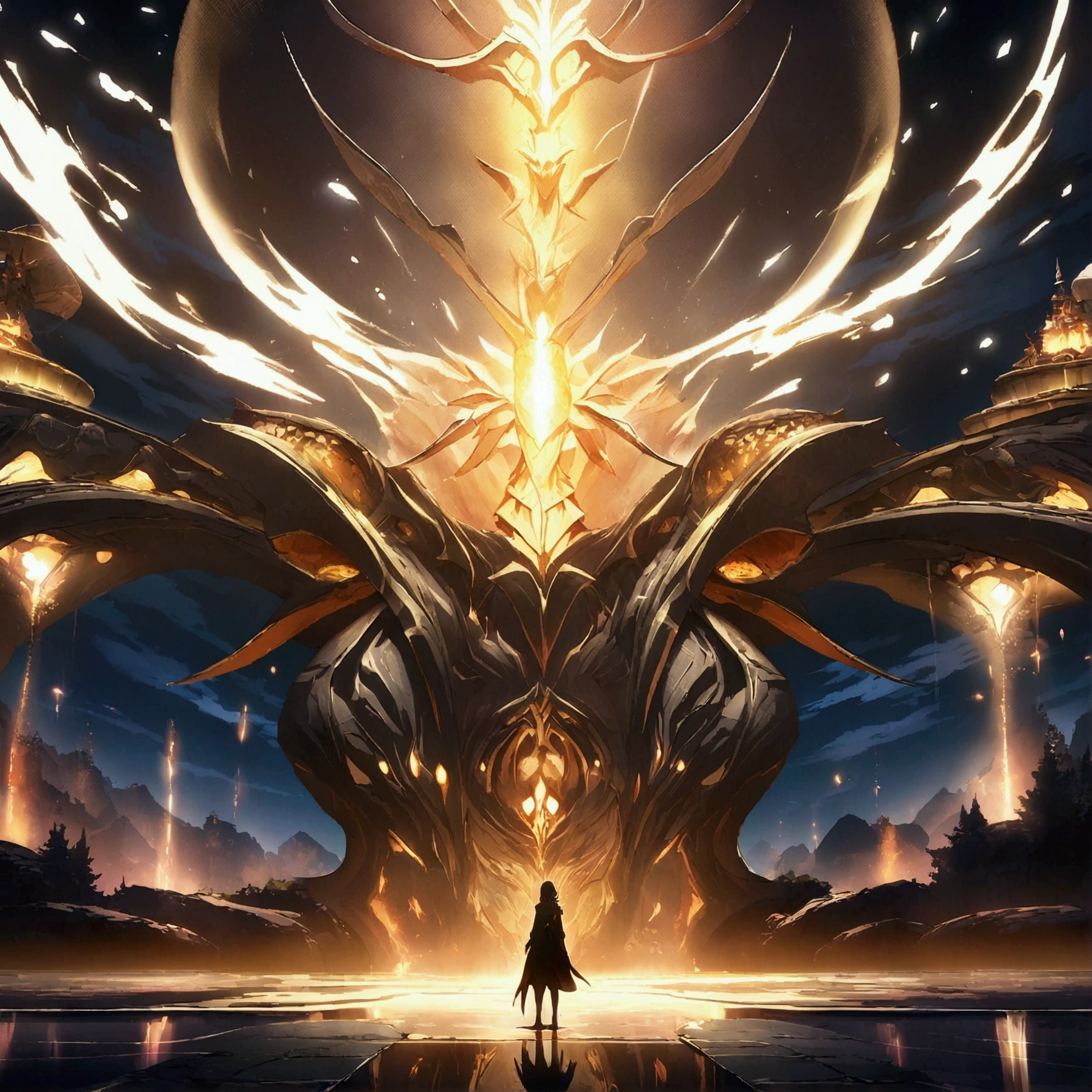 Male, fair skin, light blue eyes, long dark hair on one side and slightly shorter on the other, pointy ears, some small scars on his arms and legs, "Final Fantasy-inspired anime design, filled with dramatic and stunning lighting, infused with creative details, ultra-fine 2D design, scenery bathed in creativity, boasting 2D anime resolution clarity, HD anime graphics, high-octane rendering"