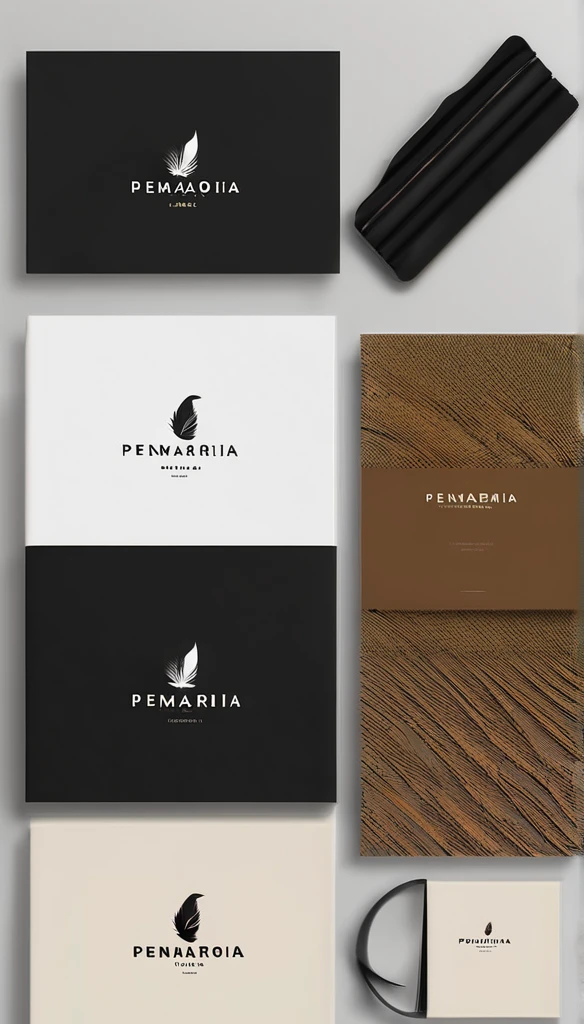A minimal, modern, simple, cinematic logo design for the brand “Penamemoria". Create a modern, minimalistic, high-quality, logo of a bird feather