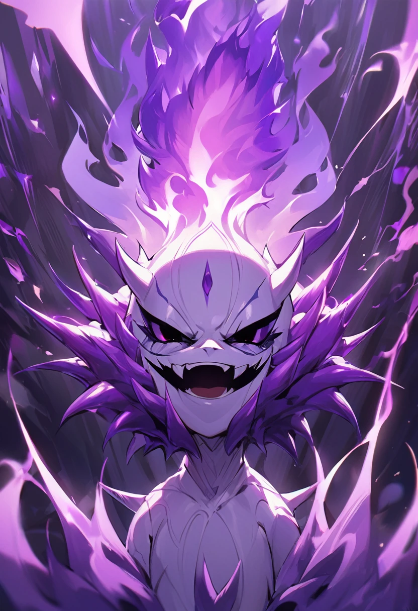 Cursed spirit of purple flames, devious and mischievous. A little balls of purple flames with two dots as their eyes and spiny smiling mouth, grinning at their own thoughts. They has no physical body and don't look like a human in any kind, looking like little balls of wandering flames, similar to will-o'-the-wisp kind of spell and Pokémon named Hunter.