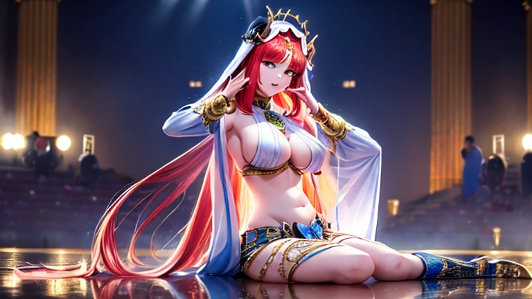 穿着纱丽的女人Strike a pose拍照, Ancient Goddess, Traditional Beauty, if, Beautiful goddess, Gorgeous role-playing, high, Beautiful young girl, Beautiful woman, 华丽Beautiful woman, Complex clothing,Chinese aesthetics, Beautiful Asian girl, Extremely detailed shot of the goddess, Jaw-dropping beauty, Big breasts deep neckline sexy belly button(butt), (bedroom), (Sexy Girls), masterpiece, best quality, 1 girl, Bangs, blush, Chest, clavicle, Eyebrows visible through hair, (Gradient purple gold hair), Jewelry, Long hair, Looking at the audience, Bright Eyes, ring, (solitary), illustration, fashionable, miss, Strike a pose, background, element, confident, Express, Accessories, majestic, striking, key point, Dynamic poses, ((plump)), (black))Woman in transparent dress,Viewer,(((Full breasts, Keeley University))),Slim waist,(Navel exposed,Bare waist), Long hair, extreme detailed details, Detailed fantasy art, Stunning character art, Beautiful and exquisite character art, Beautiful transparent dress, Very detailed, Large Breasts,饱满Chest,Golden ratio figure,Perfect body,Ultra wide-angle shooting,Full body shot,Body close-up,Full body shot,Wearing a pleated tulle skirt,柔和动漫illustration, 柔和的深色background,Fujifilm XT3 Clear focus, f 5.6, High Detail, Clear focus, Dramatic, (Wearing openwork clothing), (Looking at the audience:1.8), (Natural light), (Tempting)translucent, Good velvet quality, Compared, Divine Light,, Silver hair, 天空background, Absolute Strength,Female Shinmei,Girl in sexy silk,,Large Breasts,饱满Chest,Golden ratio figure,Perfect body,Ultra wide-angle shooting,Full body shot,Body close-up,Full body shot, Wearing a tulle dress, Model shooting style, Large Breasts,饱满Chest,Golden ratio figure,Perfect body,(Extremely detailed CG 8k wallpaper unit), The most beautiful artistic photos in the world, , 8K Ultra HD, ) on the beach,Lazy gesture,Charming and seductive expression,best quality,masterpiece,Ultra-high resolution,(Practical:1.4),original photo,Ultra-high resolution