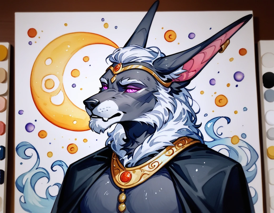 (score_9,score_8_up,score_7_up,score_6_up,score_5_up,score_4_up) Hypnotic splash whipped cream in ornamental watercolor art style, furry, Lord Beerus