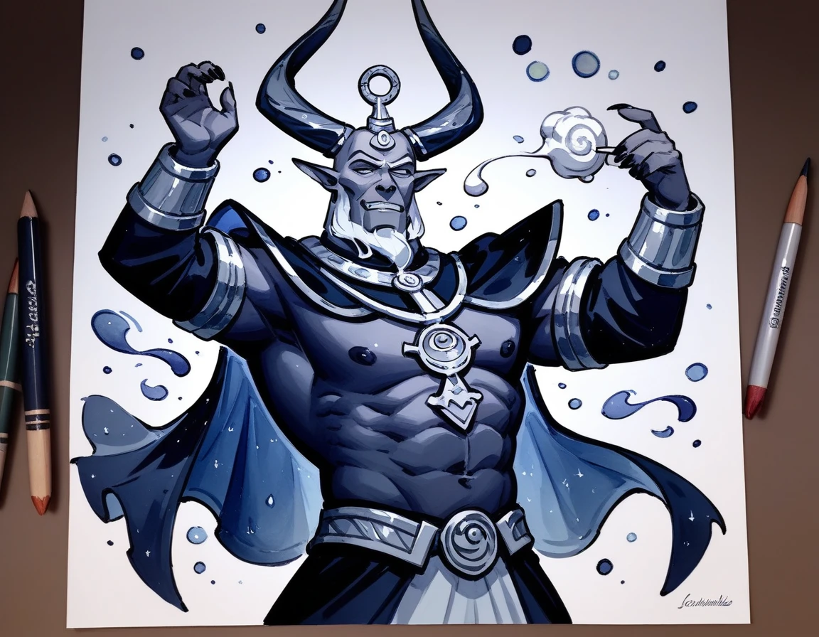 (score_9,score_8_up,score_7_up,score_6_up,score_5_up,score_4_up) Hypnotic splash whipped cream in ornamental watercolor art style, Lord Beerus