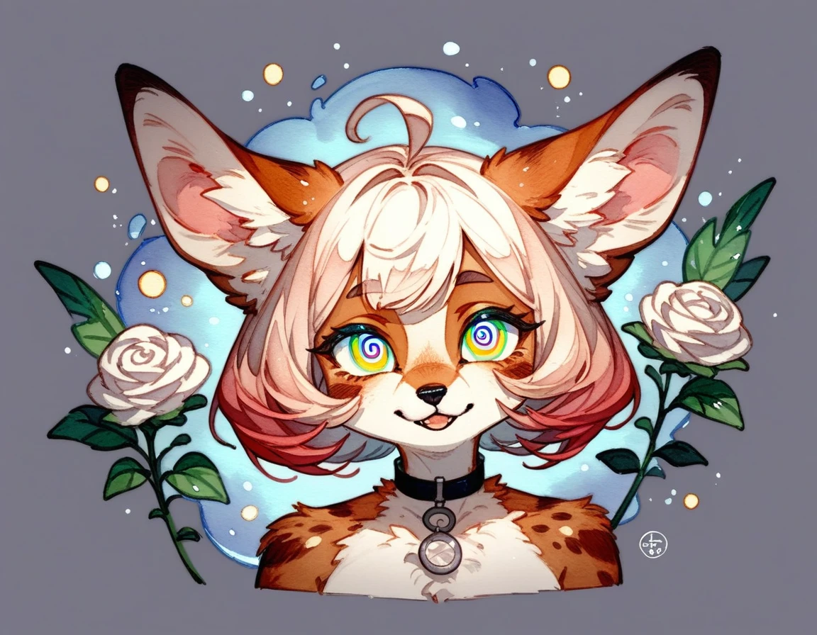 (score_9,score_8_up,score_7_up,score_6_up,score_5_up,score_4_up) Hypnotic splash whipped cream in ornamental watercolor art style, furry, jackalope