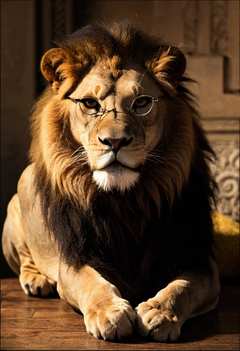 lion with glasses