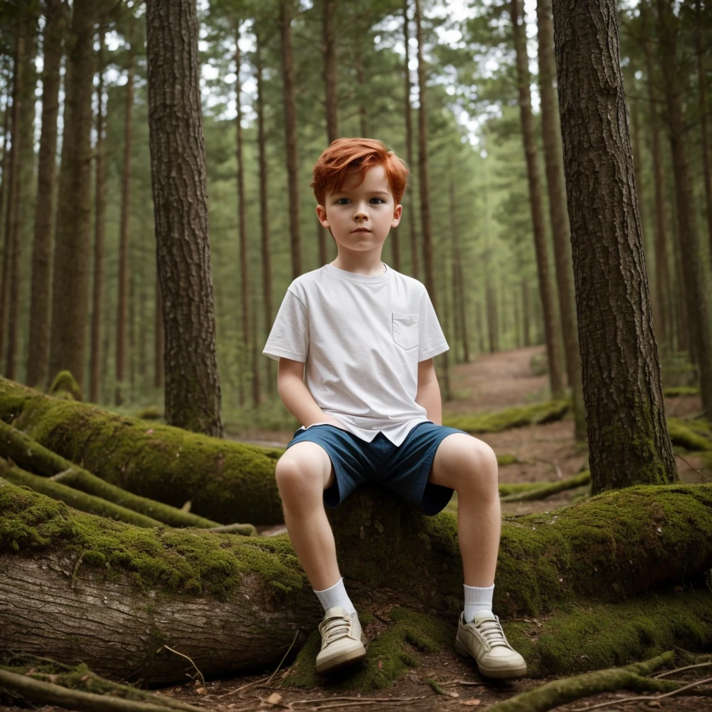 (Masterpiece:1.2, Best Quality), Forest, A Boy, Boy, Redhead, , Thinking