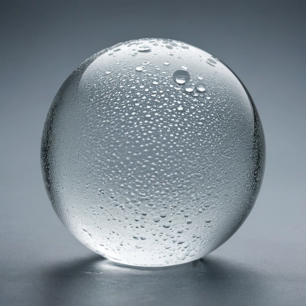 Generates a perfect ice sphere in the foreground, on a flat gray background