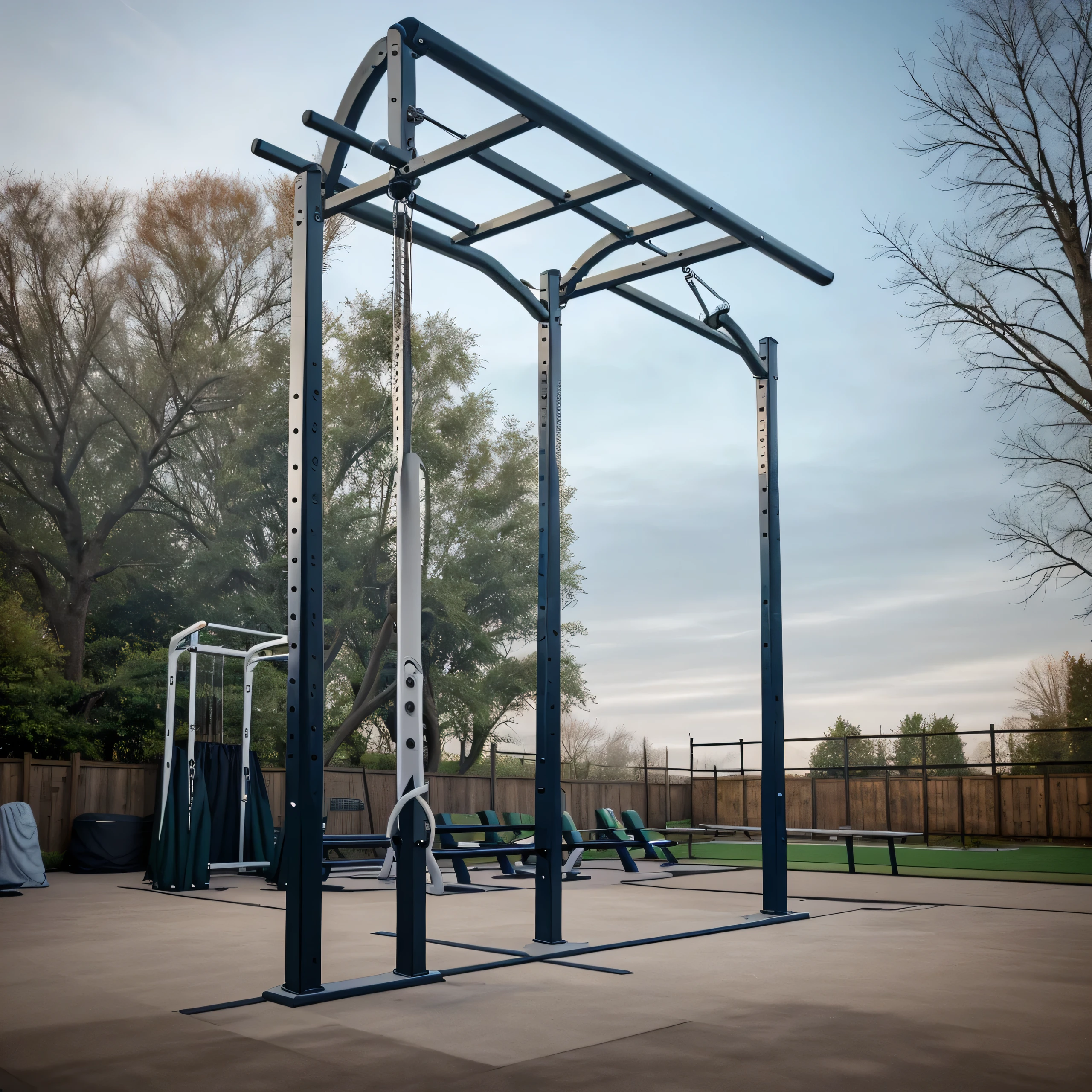 outdoor Gym background with a pull up station and no people