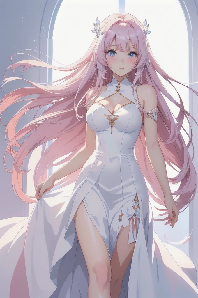 anime girl with long hair and white dress in a white room, anime goddess, cute anime waifu in a nice dress, beautiful anime girl, beautiful fantasy anime, anime girl with long hair, beautiful anime woman, anime fantasy artwork, beautiful alluring anime woman, ethereal anime, anime style 4 k, anime art wallpaper 8 k, beautiful anime artwork