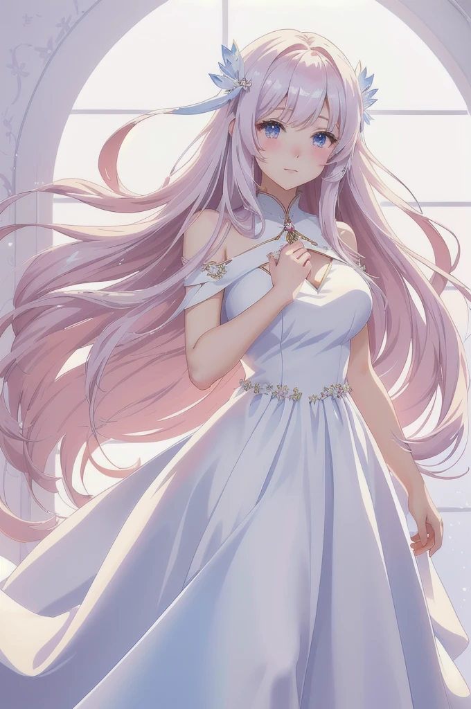 anime girl with long hair and white dress in a white room, anime goddess, cute anime waifu in a nice dress, beautiful anime girl, beautiful fantasy anime, anime girl with long hair, beautiful anime woman, anime fantasy artwork, beautiful alluring anime woman, ethereal anime, anime style 4 k, anime art wallpaper 8 k, beautiful anime artwork