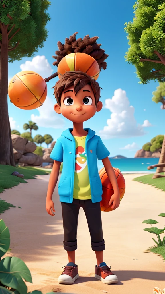 Um stickman kid empinando uma pipa , lineart apenas, landscape sunny day, vivid colors
