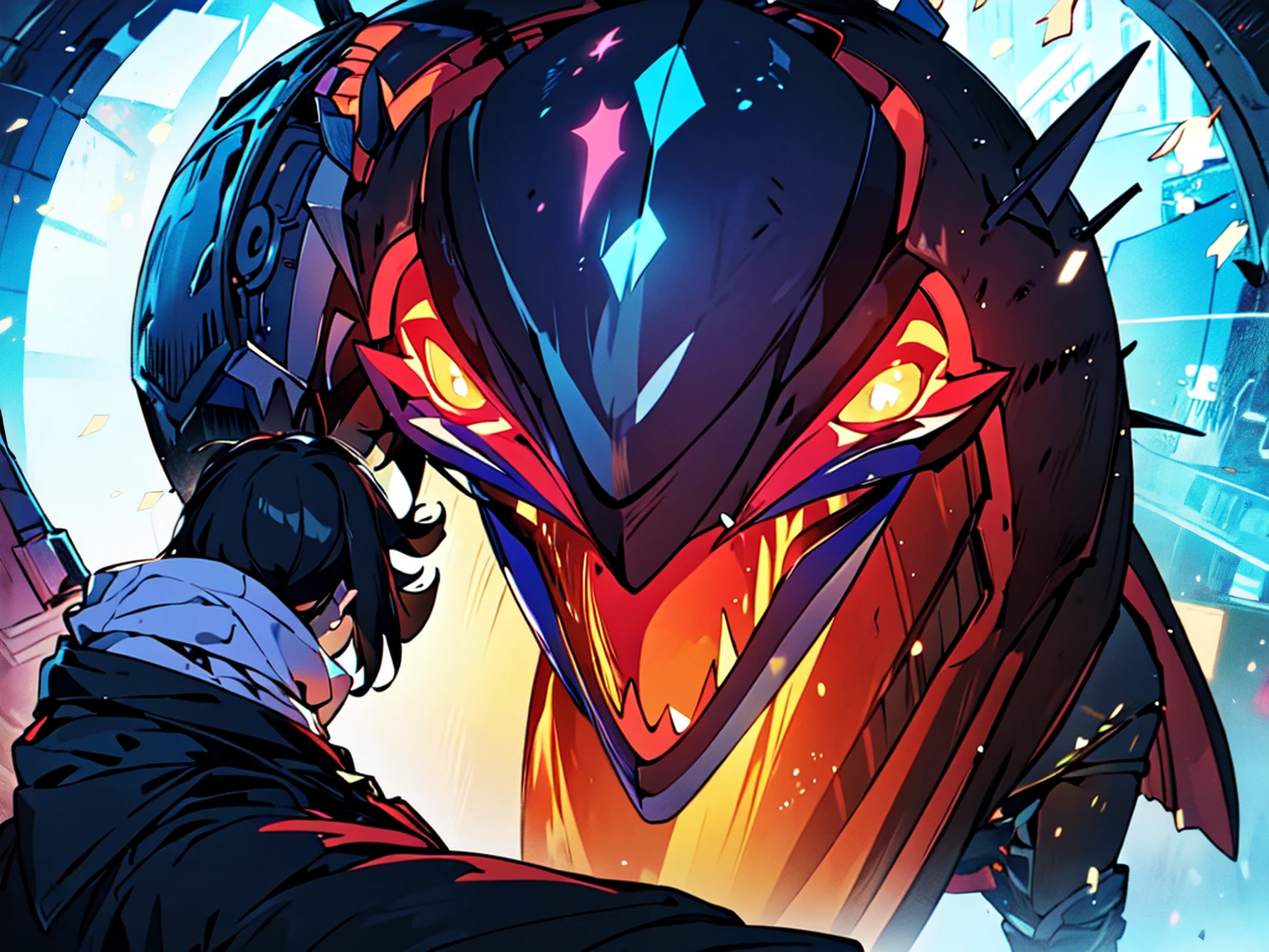 best quality,8k,highres,masterpiece:1.2,ultra-detailed,hyper detailed,extremely detailed,highly detailed,sharp focus,physically-based rendering,professional,vivid colors,studio lighting,epic,fantasy,surreal,cinematic,dramatic lighting,chiaroscuro,concept art,digital art,fantasy character,male character,humanoid goat,goat horns,white hoodie and the hood its covering his head, black pants, white sneakers, long white hair, blue and red eyes eyes,moody,mysterious,dark and moody