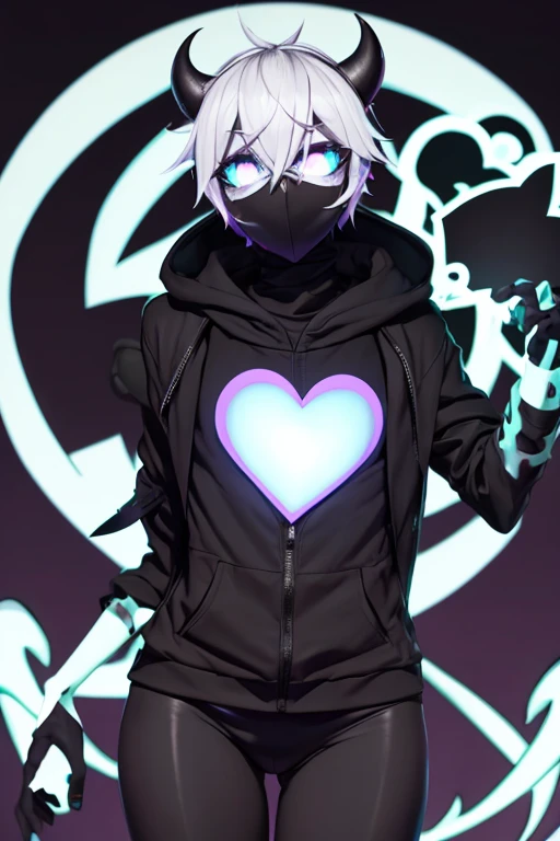 non gendered human, Undertale, spooky, covered face, ((black heart))