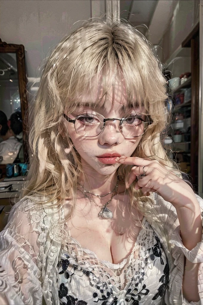Un primer plano de una mujer With glasses y una blusa blanca, With glasses, korean girl, With glasses cuadradas, Beautiful young Korean woman, Jinyoung Shin, ulzzang, wearing big thin round glasses, With glasses on, beautiful south korean woman, wearing small round glasses, Jaeyeon Nam, Beautiful young Korean woman, with black glasses, wearing square glasses