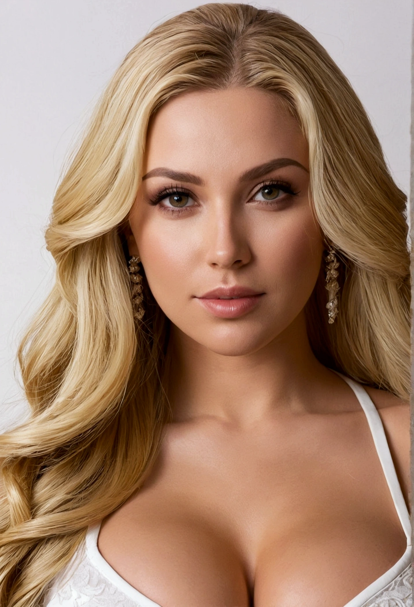 busty long hair blonde woman