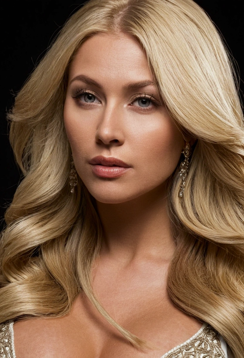 busty long hair blonde woman