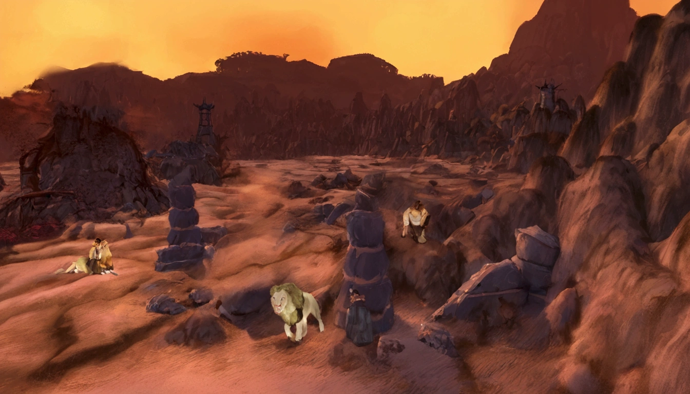 score_9, score_8_up, score_7_up, score_6_up, dark and scary lions’ liar, sinister atmosphere, landscape, fortress