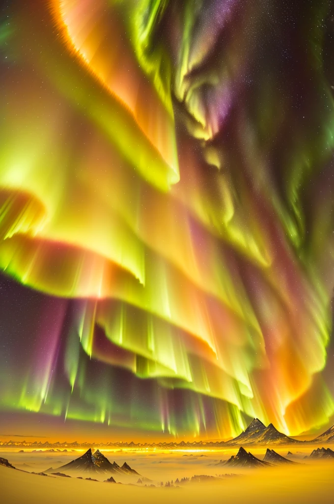 golden meteors, magical colours and atmosphere, epic stunning atmosphere, magical colors and atmosphere, with aurora borealis in the sky, solar storm, endless cosmos in the background, max rive, northern lights in space, amazingly epic visuals, intricate sparkling atmosphere, aurora borealis in the sky, aurora borealis