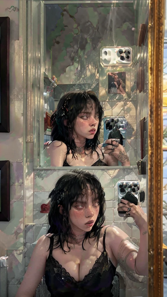 There is a woman taking a selfie in the bathroom mirror., amaranth, better known as amaranth, bella thorne, profile picture, Profile picture, with tattoos, young beautiful amaranth, angelablanca, angelobo, redhead goddess, Anna Nikonova aka Newmilky, 18 years, inspired by Elsa Bleda, 22 years