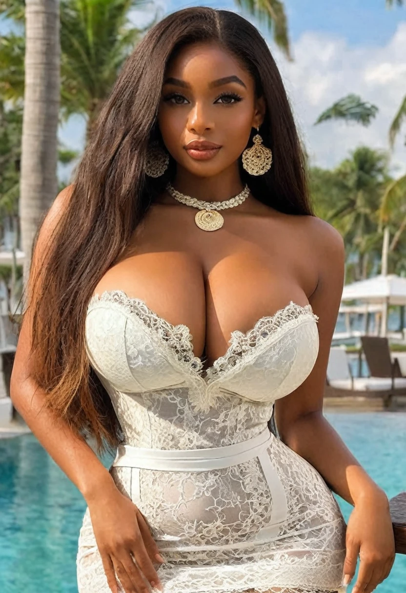 (best high quality:1.5), work of art, (8k), extremely detailed, (High details:1.4), Solo, ((HotLexi)), Angolan girl with 24 years old, (tight short sexy lace dress strapless), (pretty perfect model square defined face:1.4), ((body of a perfect hourglass-shaped hottie)), BREAK, ((busty with round perfect breasts:1.4)),